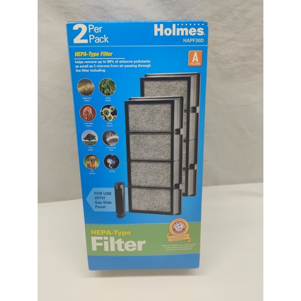 2-Pack Holmes HEPA Filter for Air Purifiers w/Arm & Hammer Baking Soda HAPF30D